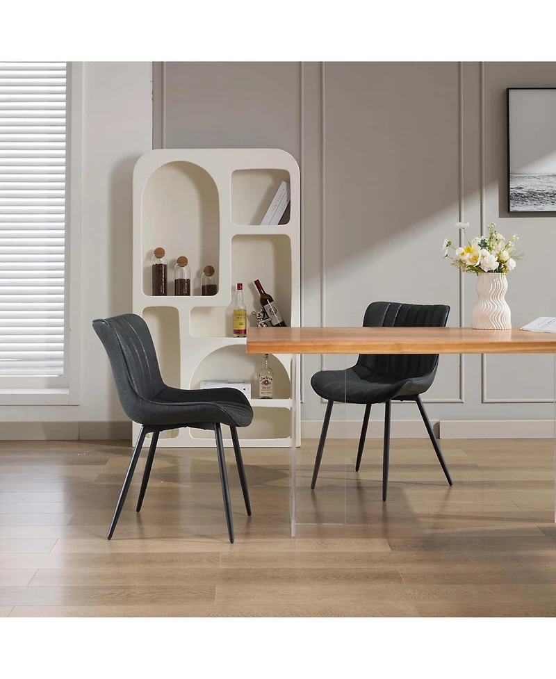 gaomon Dining Chair Set of 2 Black Faux Leather Dining Chairs for Kitchen Dining Room