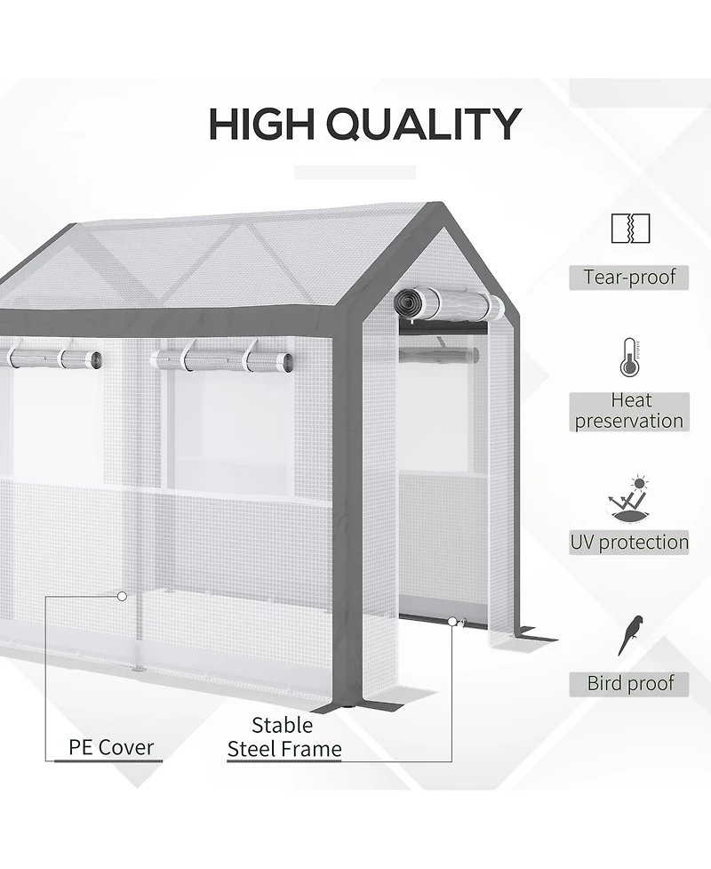 Outsunny Walk-In Tunnel house with Windows, Mesh Doors, Weather Cover