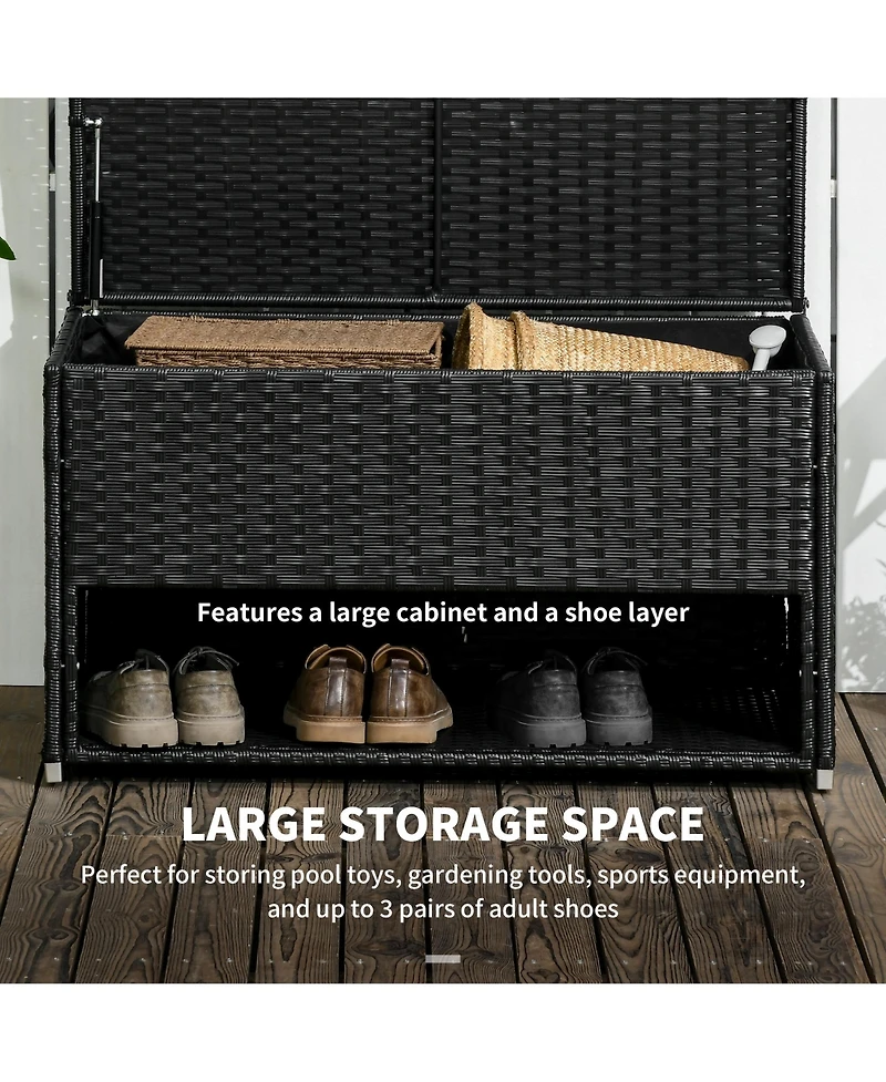 Outsunny Deck Box w/ Outdoor Towel/Shoe Rack, Inner Liner