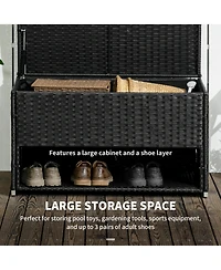 Outsunny Deck Box w/ Outdoor Towel/Shoe Rack, Inner Liner