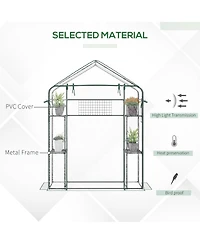 Outsunny 56" x 29" x 77" Small Walk-in house w/3 Tier Shleves, Windows
