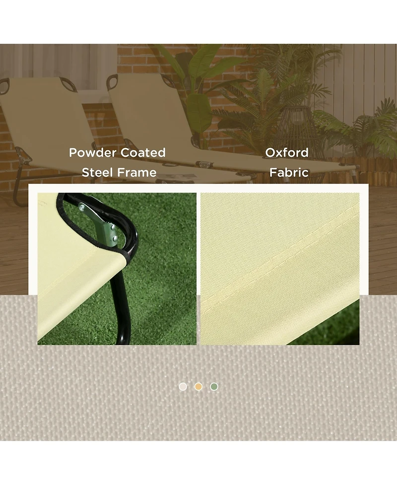 Outsunny Folding Chaise Lounge Pool Chairs, Reclining Back, Steel Frame & Breathable Mesh for Beach, Yard