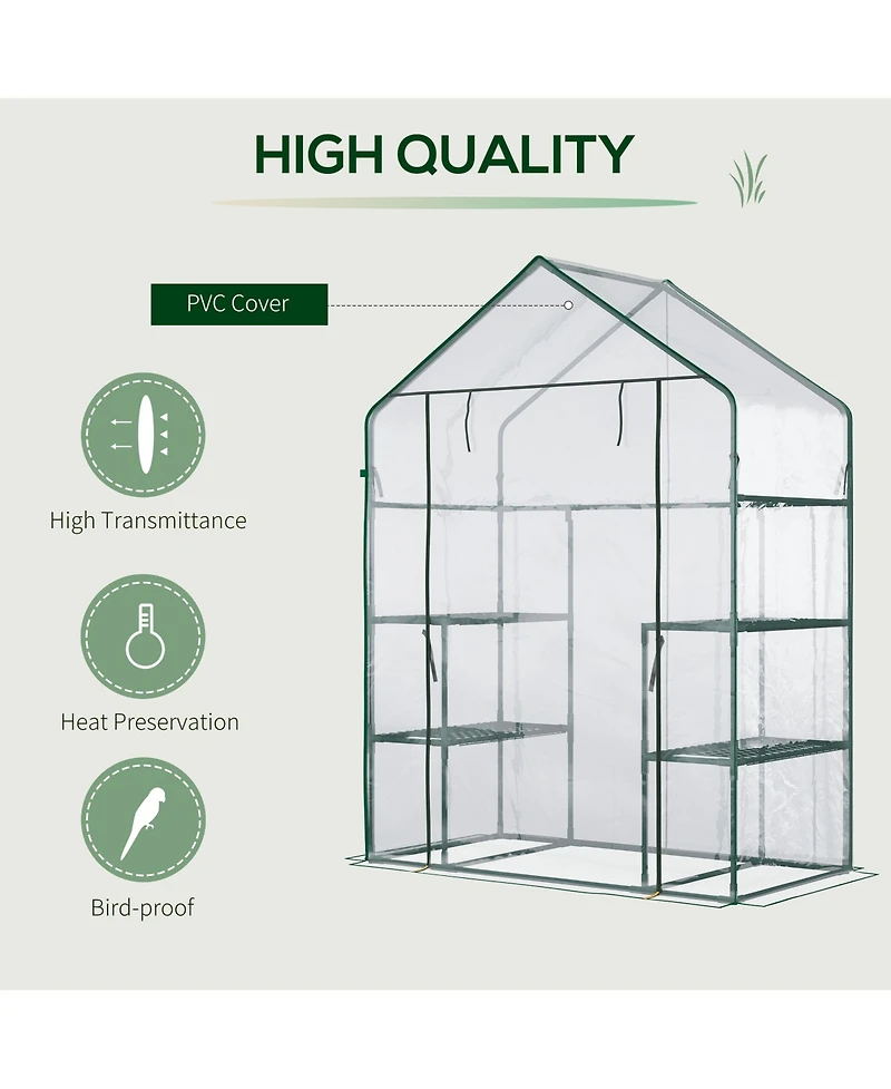 Outsunny 56" x 29" x 77" Small Walk-in house w/3 Tier Shleves