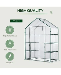 Outsunny 56" x 29" x 77" Small Walk-in house w/3 Tier Shleves