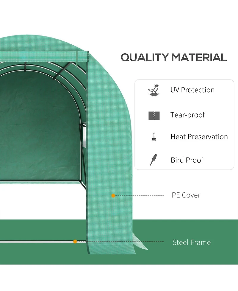 Outsunny Large 15' x 7' house, Hoop Hot House, Zipper Door,