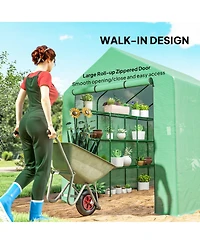 Outsunny Walk-in house, 18 Shelves, 95.25" x 70.75" x 82.75",