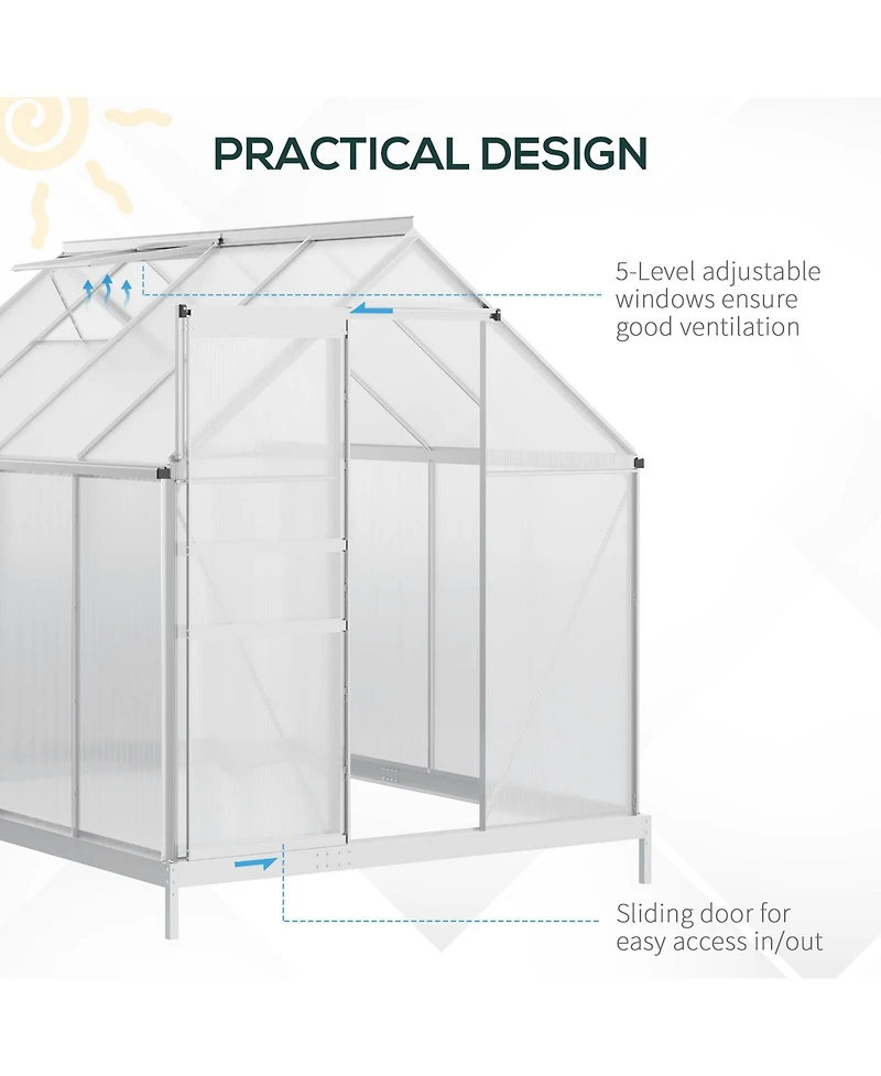 Outsunny 8' x 6' x 6.5' Large Polycarbonate Walk-in house,