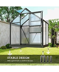 Outsunny 6' x 4' x 6.5' Large Polycarbonate Walk-in house,