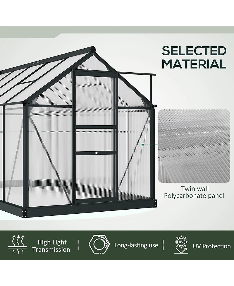 Outsunny 6' x 10' x 6.5' Large Polycarbonate Walk-in house,