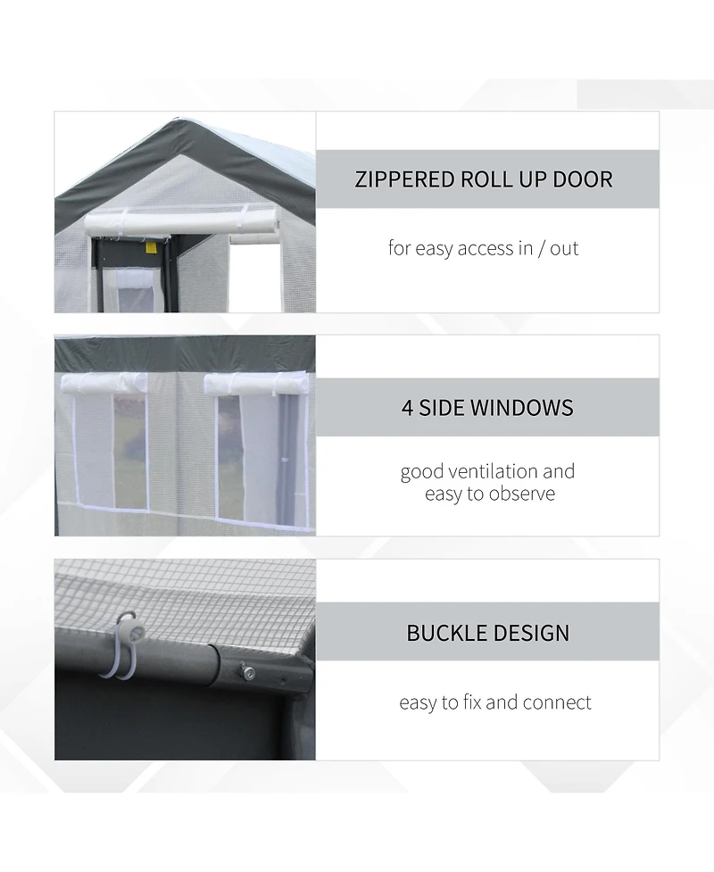 Outsunny 8' x 6' x 7.5' Steeple Walk-In house Tunnel Portable Garden Steel Frame