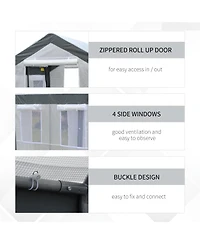 Outsunny 8' x 6' x 7.5' Steeple Walk-In house Tunnel Portable Garden Steel Frame