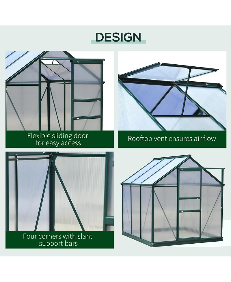 Outsunny 6' x 6' x 7' Large Polycarbonate Walk-in house,
