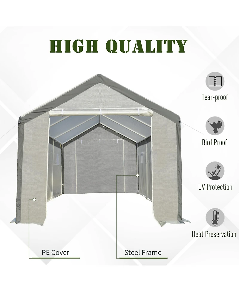 Outsunny Walk-in house with Windows Roll Up Door 20' x 10' x 9',
