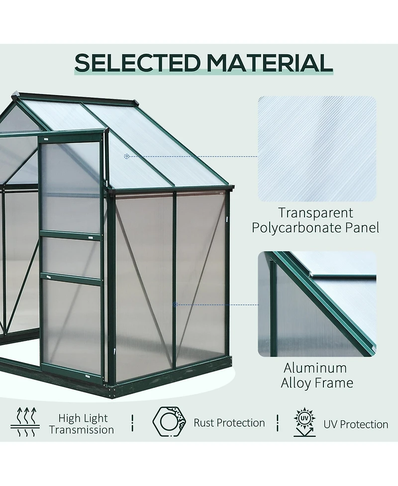 Outsunny 6' x 4' x 7' Large Polycarbonate Walk-in house,