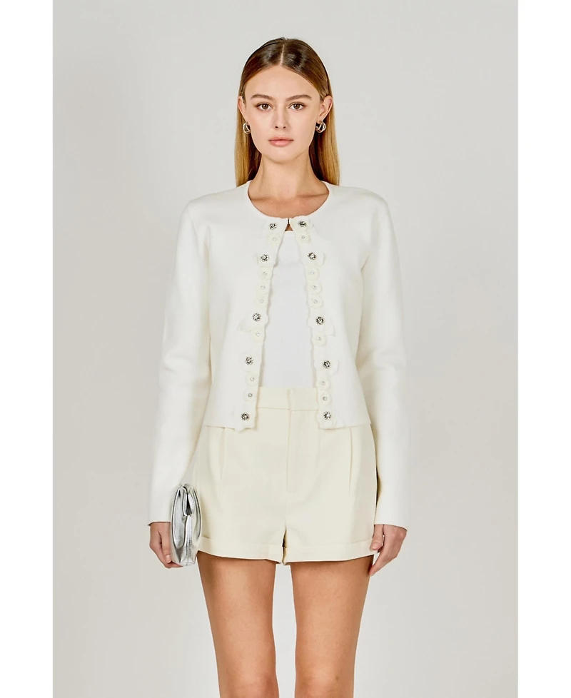 endless rose Women's Floral Detail Cardigan