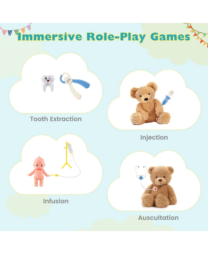 Slickblue Kids Doctor Kit Play Set with Adjustable Height Stand