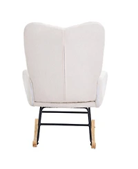Gouun Upholstered Glider Rocking Chair with Teddy Fabric