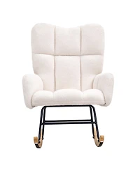 Gouun Upholstered Glider Rocking Chair with Teddy Fabric