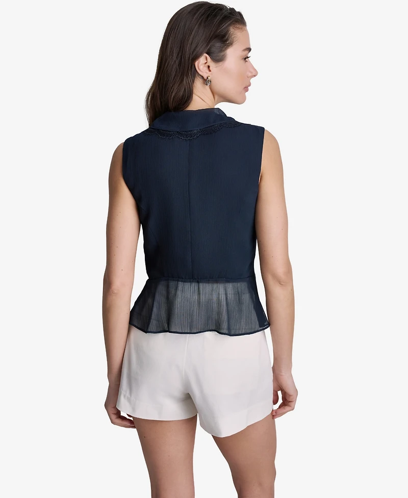 Bcbg Women's Ruffled V-Neck Sleeveless Blouse