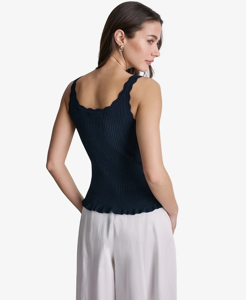 Bcbg Women's Ribbed Button-Front Scoop Neck Tank Top