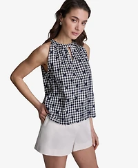 Bcbg Women's Gingham Halter Neck Sleeveless Top