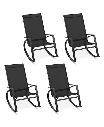 Gymax Pcs Patio Rocking Chairs w/ Ergonomic Backrest Seat Safe Stoppers for Backyard
