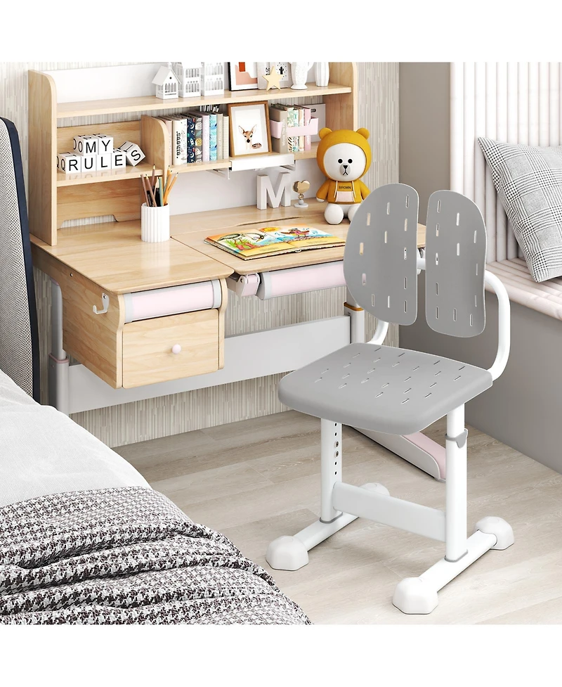 Gouun Height-Adjustable Kids Study Chair with Double Backrest Support