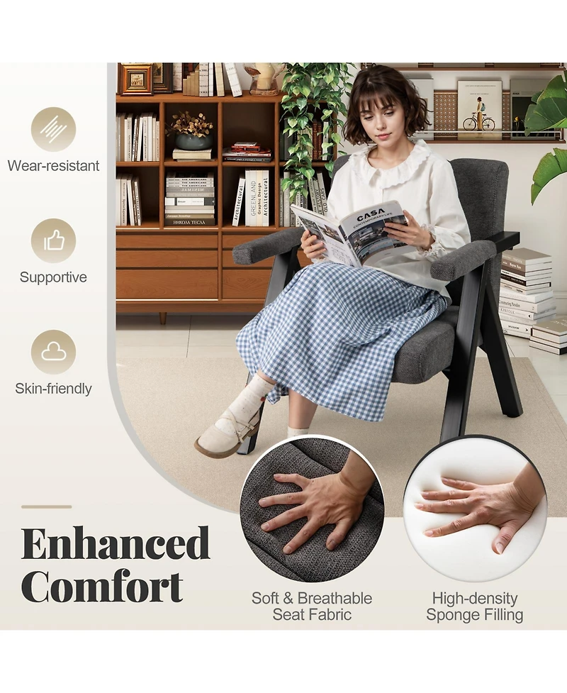 Gouun Oversized Tufted Accent Chair with Metal Frame and Padded Armrests