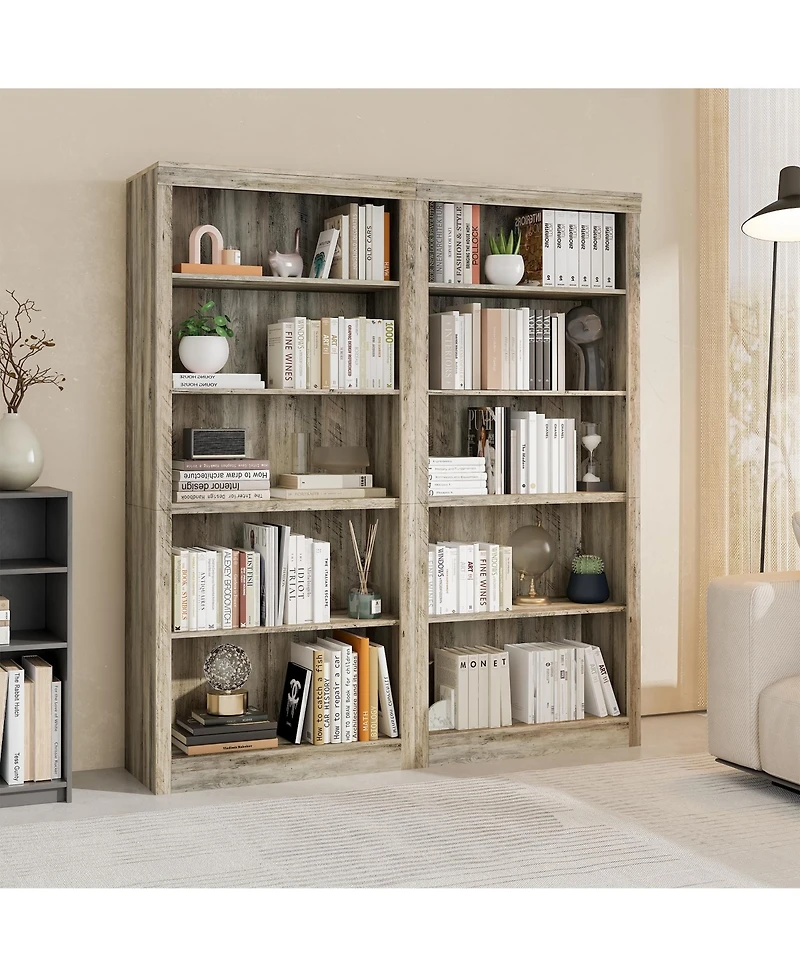 gaomon Tall Modern 5-Tier Wooden Open Storage Bookcase