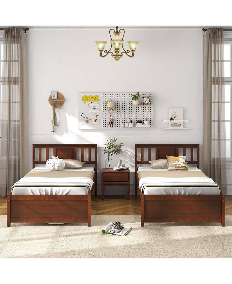 Gymax Bed Frame w/ Headboard Wood Slat Support No Box Spring Needed