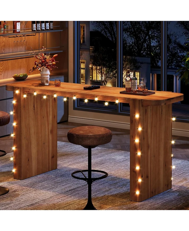 Tribesigns Solid Wood Bar Table, 63-Inch Long Counter Height Pub Table, Rectangular Narrow High Top Bar Height Units