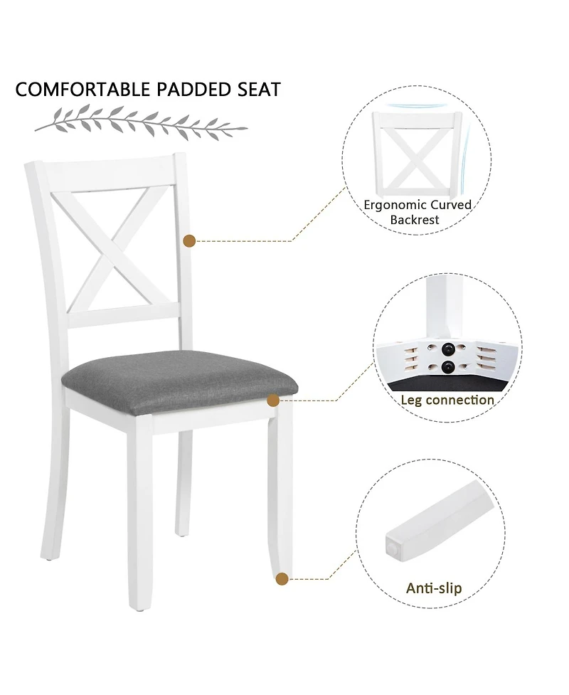 Streamdale Furniture Wooden Dining Chairs Set of 4 with Padded Seat