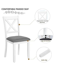 Streamdale Furniture Wooden Dining Chairs Set of 4 with Padded Seat