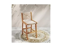 Slickblue Patio Counter Height Bar Stool with Paper Rope Seat and Teak Frame