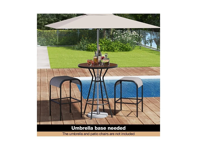 Slickblue 3-Piece Patio Round Bar Table Set with 1.6 Inch Umbrella Hole
