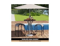 Slickblue 3-Piece Patio Round Bar Table Set with 1.6 Inch Umbrella Hole