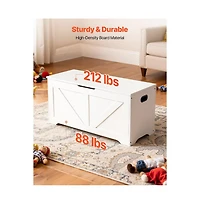 Slickblue Wooden Kids Storage Bench Toy Box with Safety Lid Hinge