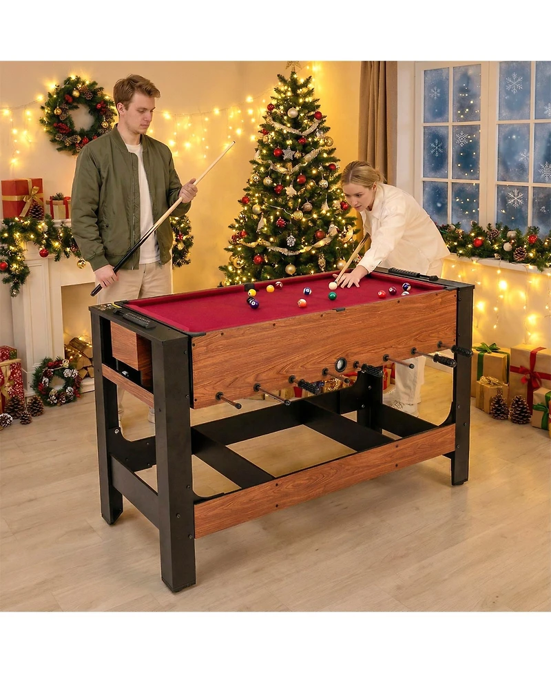 Slickblue Full Size Foosball and Pool Table 2-in-1 Combo with Stable Legs