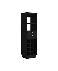 flynama Bar Cabinet with 2 Cabinets, 1 Drawer Black Finish