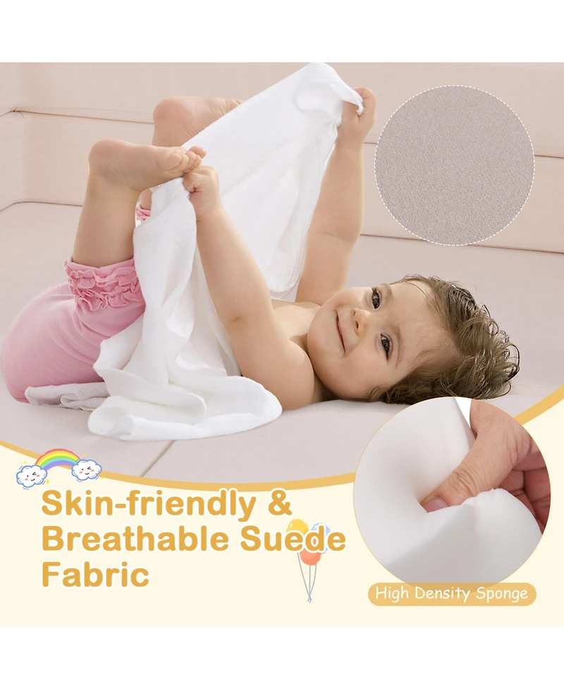 Gouun 9-Piece Climb and Crawl Foam Playset with Suede Fabric Cover