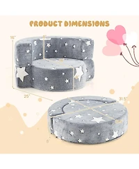 Gouun 2-in-1 Convertible Kids Sofa with Glow-in-the-Dark Cover and Removable Washable Slipcover