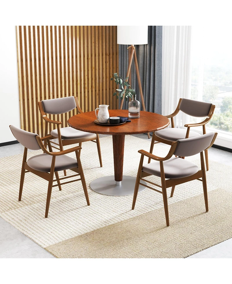 Gouun Wooden Dining Chairs Set of 2 with Padded Seat and Armrests, Rubber Wood