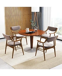 Gouun Wooden Dining Chairs Set of 2 with Padded Seat and Armrests, Rubber Wood