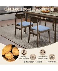 Gouun Linen Upholstered Dining Chairs Set of 2 with Curved Backrest and Rubber Wood Legs