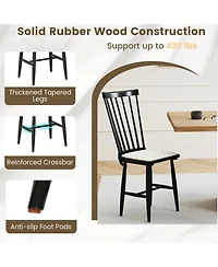 Gouun Farmhouse Windsor Dining Chairs Set of 2 with Removable Seat Cushions