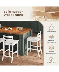 Gouun 24 in Counter Height Bar Stools Set of 2 with Rubberwood Frame