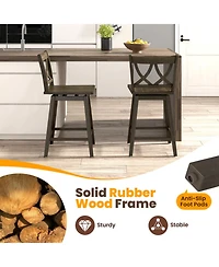 Gouun 24 in Counter Height Bar Stools Set of 2 with Rubberwood Frame