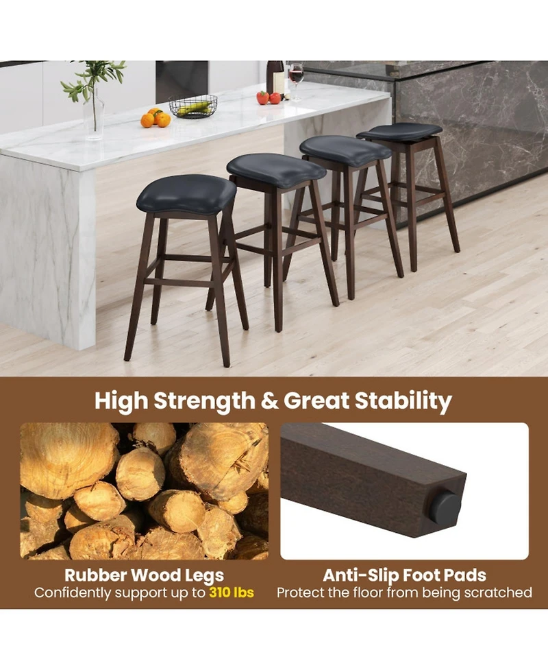 Gouun Swivel Upholstered Faux Leather Counter Height Bar Stools Set of 2