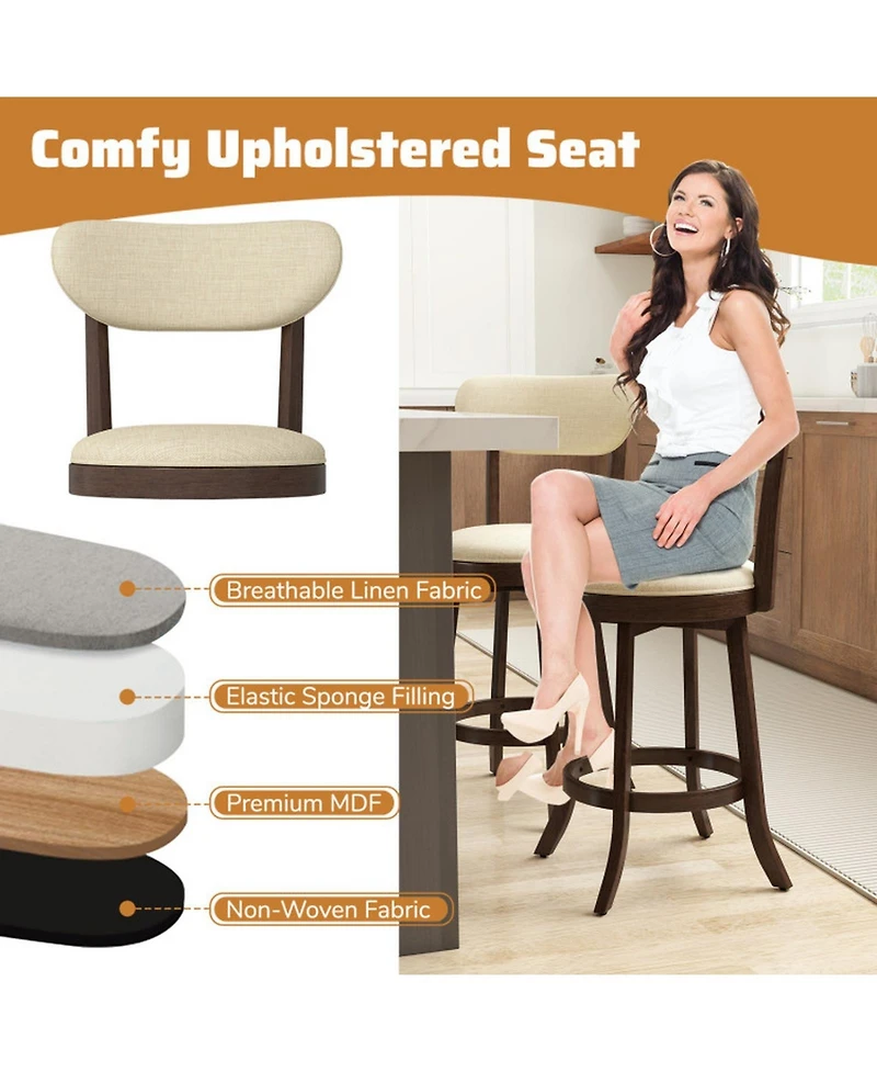 Gouun Upholstered Counter Height Bar Stools Set of 2