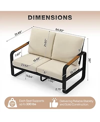 Tribesigns Outdoor Loveseat Sofa with Removable Cushions, Metal Frame Patio Thick Cushions for Patio, Balcony, Porch, Garden